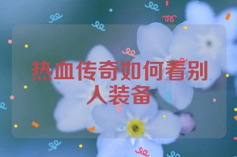 热血传奇如何看别人装备
