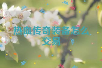 热血传奇装备怎么交易