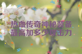 热血传奇神秘装备最高加多少攻击力