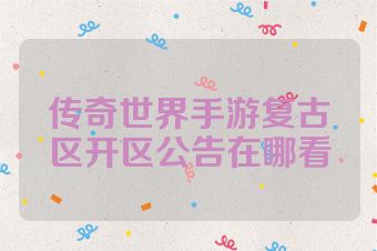 传奇世界手游复古区开区公告在哪看