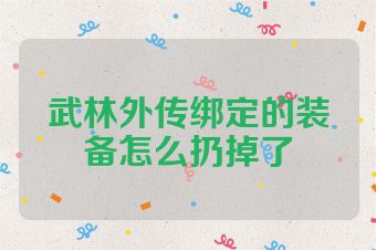 武林外传绑定的装备怎么扔掉了