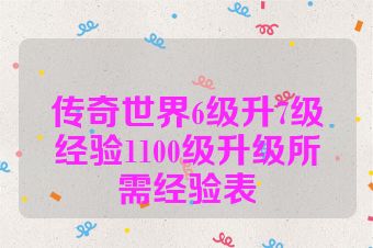 传奇世界6级升7级经验1100级升级所需经验表