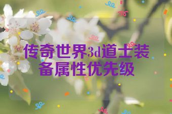 传奇世界3d道士装备属性优先级