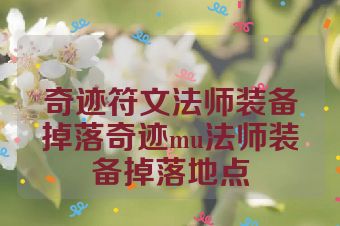 奇迹符文法师装备掉落奇迹mu法师装备掉落地点
