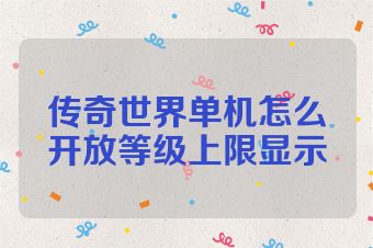 传奇世界单机怎么开放等级上限显示