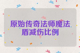 原始传奇法师魔法盾减伤比例
