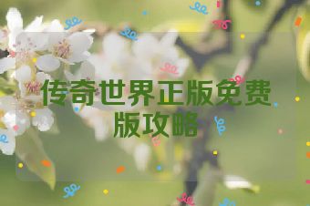 传奇世界正版免费版攻略