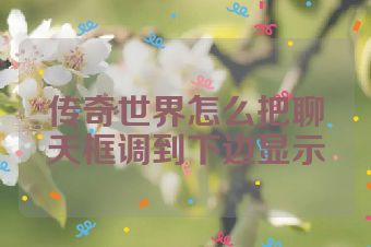 传奇世界怎么把聊天框调到下边显示
