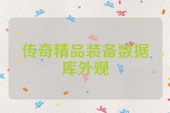 传奇精品装备数据库外观