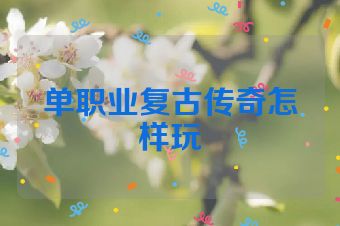 单职业复古传奇怎样玩