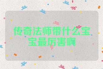 传奇法师带什么宝宝最厉害啊