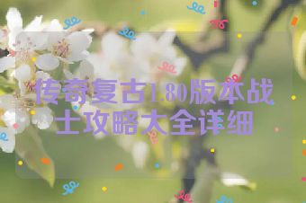 传奇复古1.80版本战士攻略大全详细