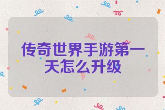 传奇世界手游第一天怎么升级