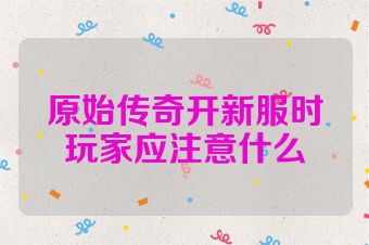 原始传奇开新服时玩家应注意什么