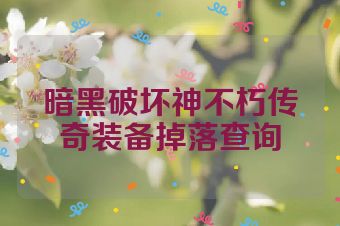 暗黑破坏神不朽传奇装备掉落查询
