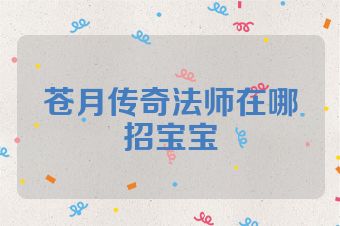 苍月传奇法师在哪招宝宝