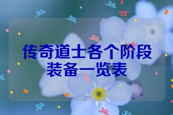 传奇道士各个阶段装备一览表