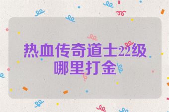 热血传奇道士22级哪里打金