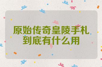 原始传奇皇陵手札到底有什么用