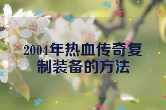 2004年热血传奇复制装备的方法