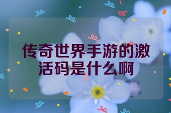 传奇世界手游的激活码是什么啊
