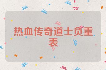热血传奇道士负重表