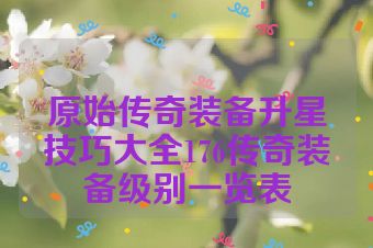 原始传奇装备升星技巧大全176传奇装备级别一览表