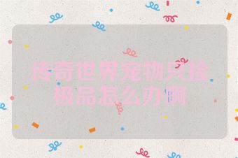 传奇世界宠物只捡极品怎么办啊
