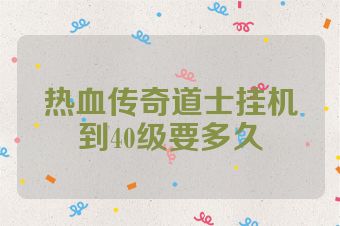 热血传奇道士挂机到40级要多久