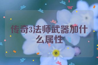 传奇3法师武器加什么属性