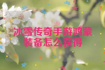 冰雪传奇手游鸿蒙装备怎么获得