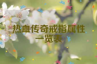 热血传奇戒指属性一览表