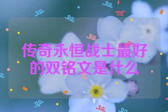 传奇永恒战士最好的双铭文是什么