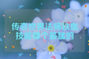 传奇世界法师铁血技能哪个最猛的