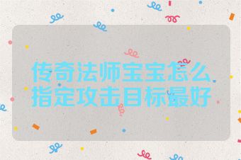 传奇法师宝宝怎么指定攻击目标最好