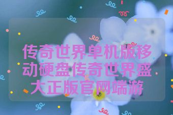 传奇世界单机版移动硬盘传奇世界盛大正版官网端游