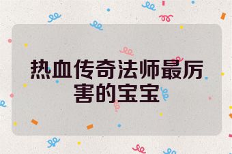 热血传奇法师最厉害的宝宝