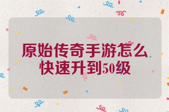 原始传奇手游怎么快速升到50级
