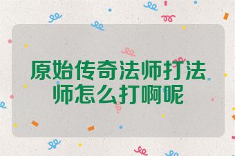 原始传奇法师打法师怎么打啊呢