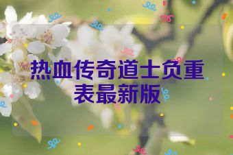 热血传奇道士负重表最新版