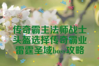 传奇霸主法师战士头盔选择传奇霸业雷霆圣域boss攻略