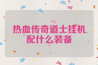 热血传奇道士挂机配什么装备