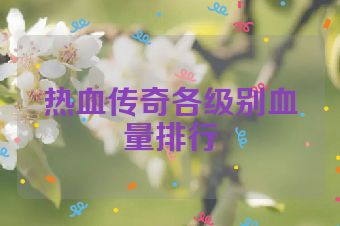 热血传奇各级别血量排行