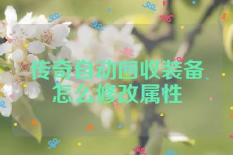 传奇自动回收装备怎么修改属性