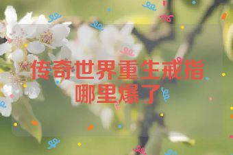 传奇世界重生戒指哪里爆了