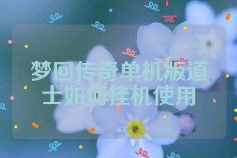 梦回传奇单机版道士如何挂机使用