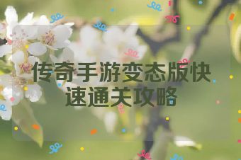 传奇手游变态版快速通关攻略