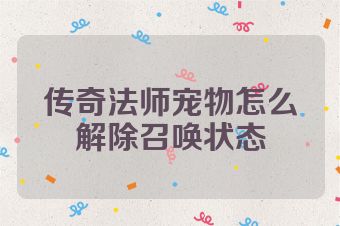 传奇法师宠物怎么解除召唤状态