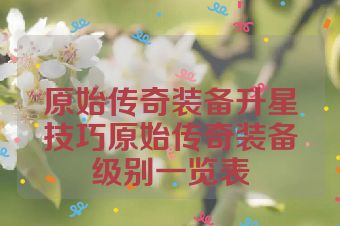 原始传奇装备升星技巧原始传奇装备级别一览表
