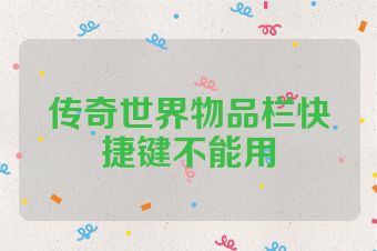 传奇世界物品栏快捷键不能用